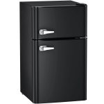 Antarctic Star Compact Mini Refrigerator Separate Freezer, Small Fridge Double 2-Door Adjustable Removable Retro Stainless Steel Shelves Garage Camper