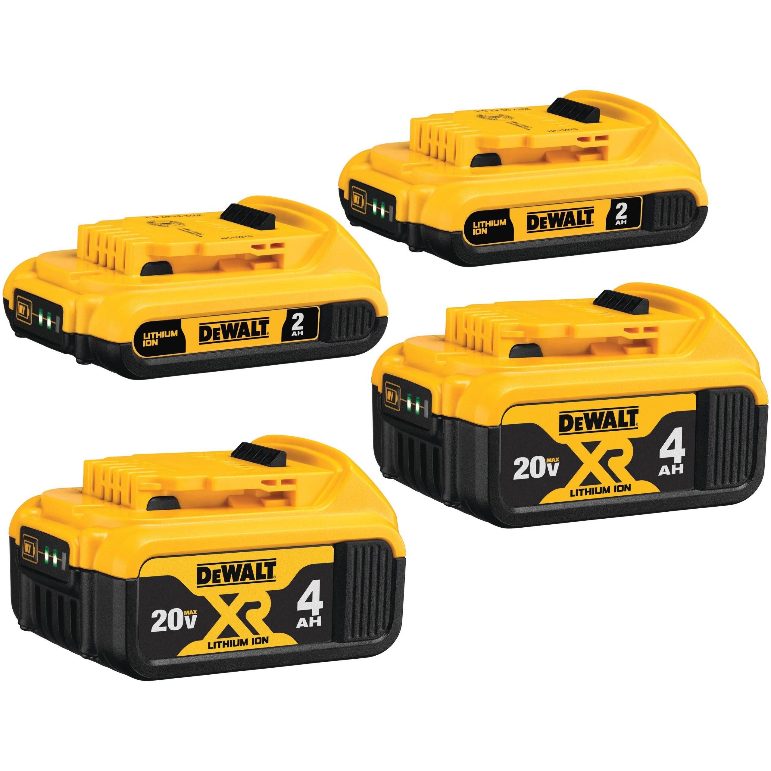 7d0c5ad6b55f3611f7514384bd4feb89a2db26400fa9eaa3cddf25be76646156.jpg DeWalt DCB324-4 20V MAX* Lithium Ion Battery 4 Pack - Image 1