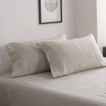 Simple&Opulence 100% Belgian Linen Pillowcase Embroidered-Set of 2, Queen(Standard) Size(20X30), Stone Washed Solid Color-Soft and Durable, Linen