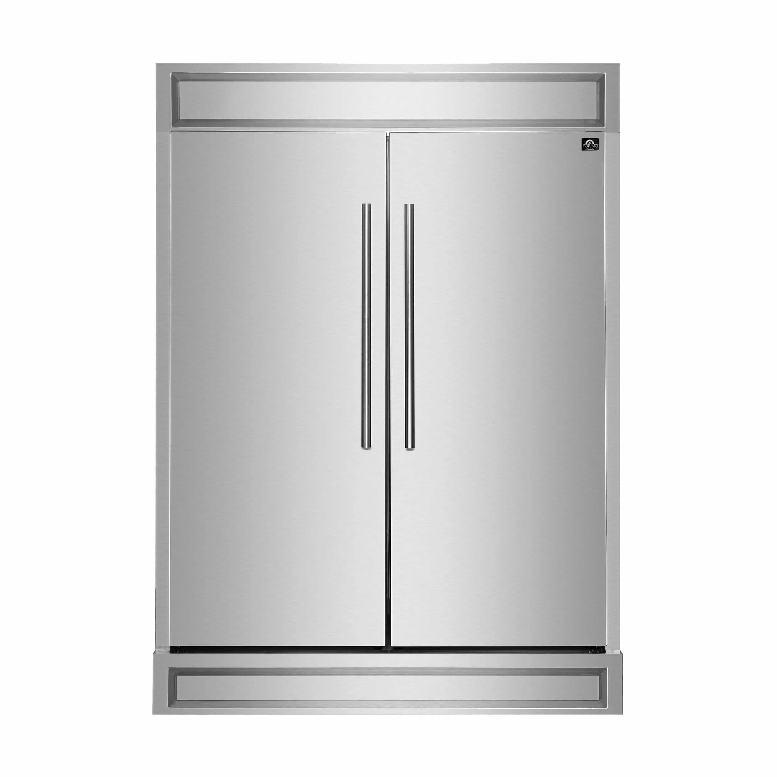 7d1ea122630f161e4a4220022fb9565ea596dae0723f0eaa034bea748be4d917.jpg Forno Maderno 60 in. 2-Piece Convertible Refrigerator/Freezer Built-In with Decorative Grill Trim, 27.2 Cu.Ft. FFFFD1722-60S - Image 1