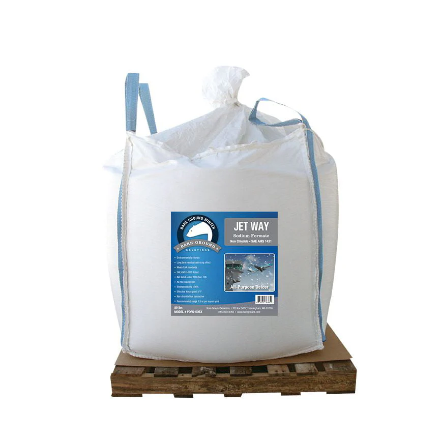 7d2378943bf53f1471c96febc5e973349764dc45a53ad728260a01c33da06a8a.webp 1000 lb Sack of Bare Ground Jet Way Sodium Formate Granular Deicer - Image 1