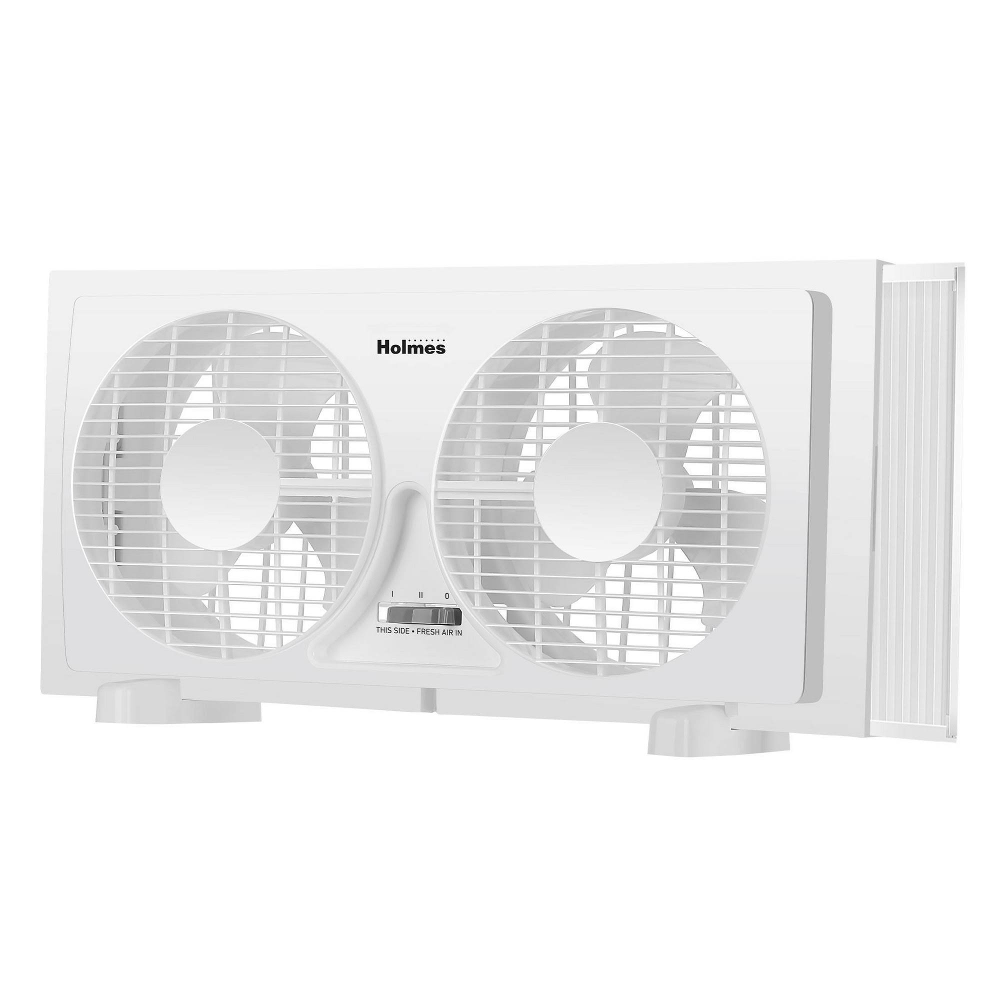 7d7d09d6ffda25e93fb64a3a3aa8632efa13b4a03a2fc9348a97981509491e19.jpg Holmes 9" 2 Speed Twin Blade Manual Window Fan with Reversible Airflow White - Image 1