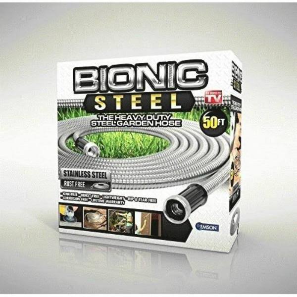 7d8851e75c2056c88a52cdf49035f00b71e333df88b3c1272631ab16b5cbffba.jpg As Seen on TV Bionic Steel Heavy Duty Metal Garden Hose, 50' - Image 1