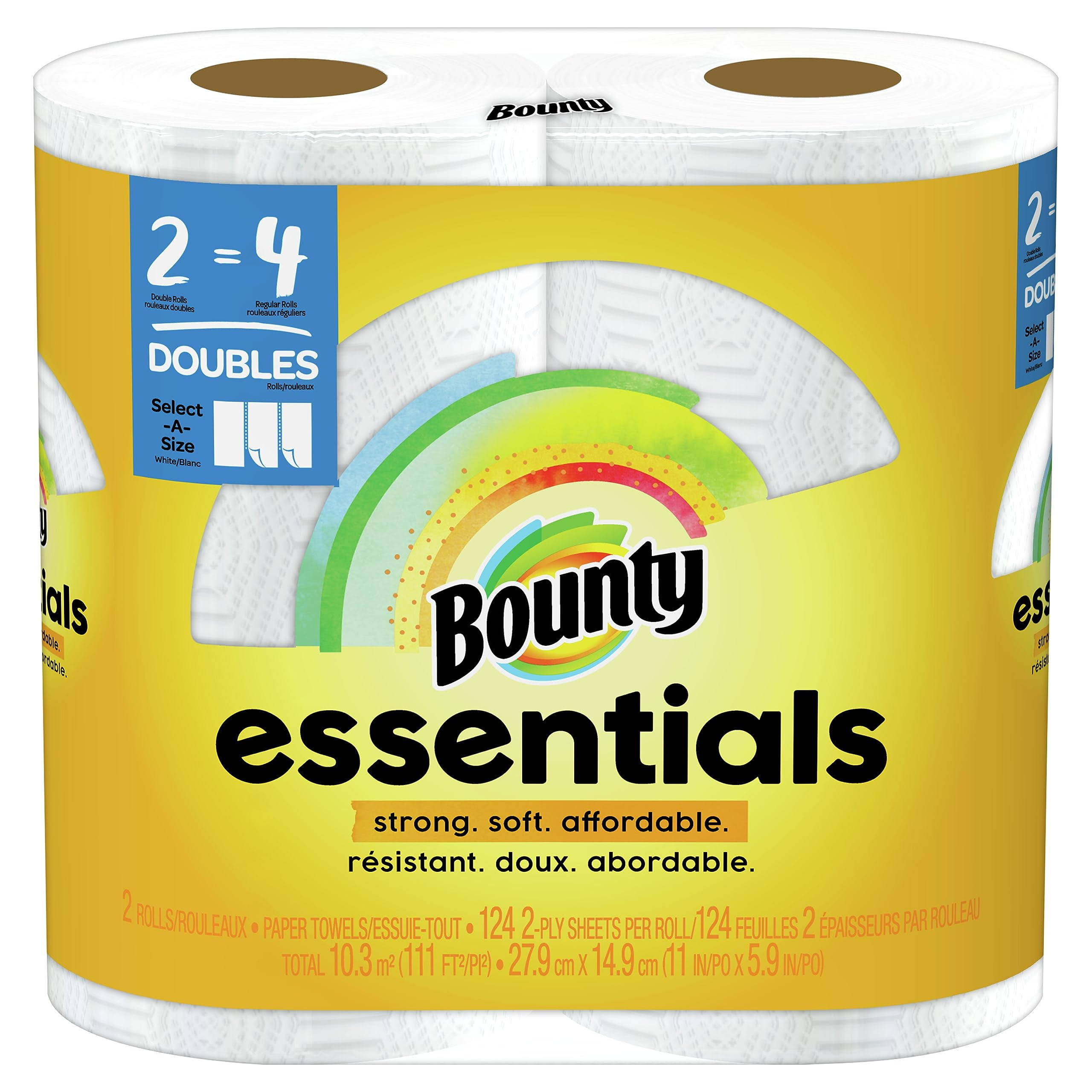 7d98c12687bd28d0bebef34256cb17fef85c305ca9f247f096ded41a66c75c32.jpg Bounty Essentials Select-A-Size Paper Towels, White, 2 Double Rolls - Image 1