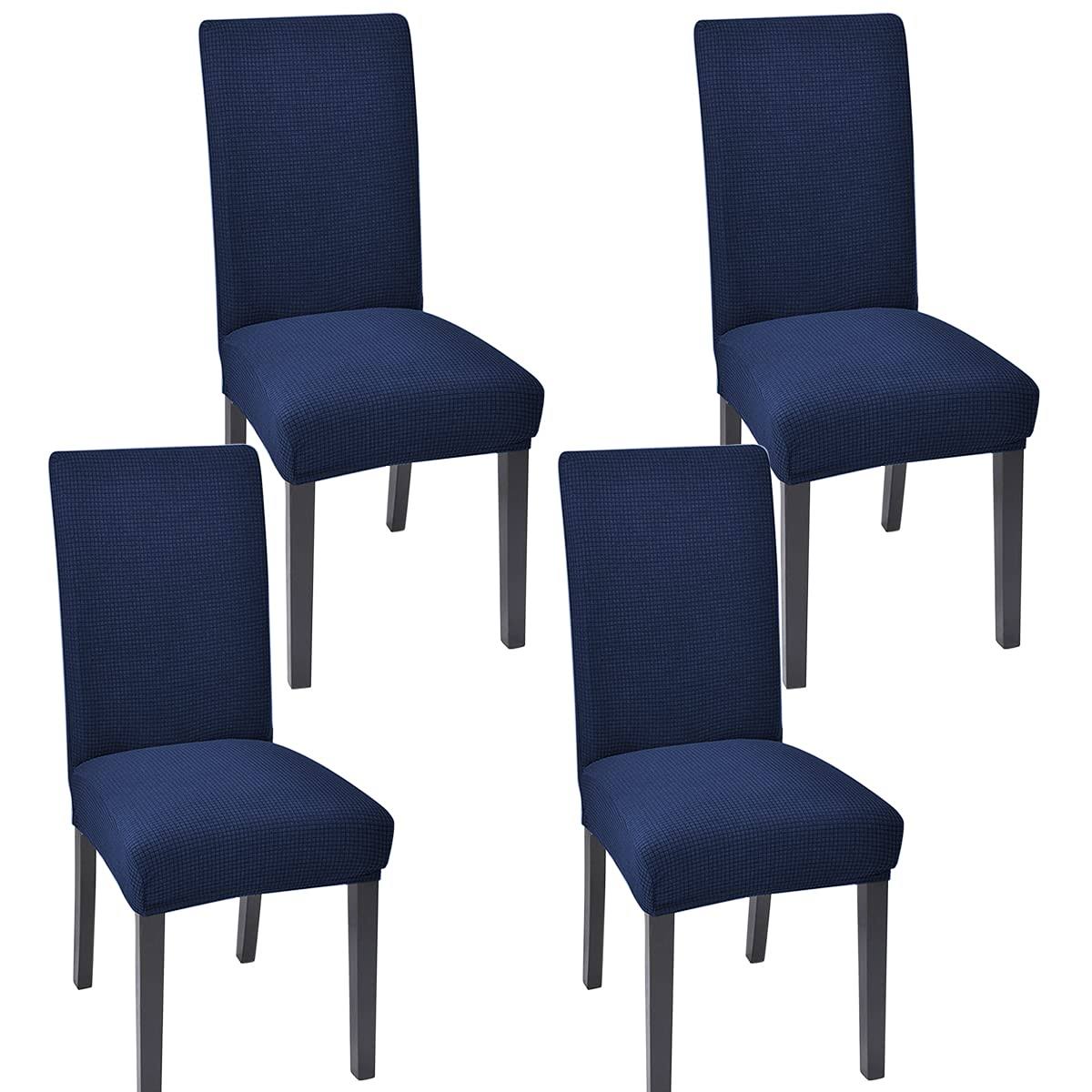 7d9e1a26bbbabe4fffda6ba047fd11c694d2a46382fe97b676dabbf6bc931465.jpg Aertiavty Chair Covers for Dining Room Set of 4 Kitchen Chair Covers, Dining Room Chair Covers Chair Slipcover Parsons Chair Covers, Navy Blue - Image 1