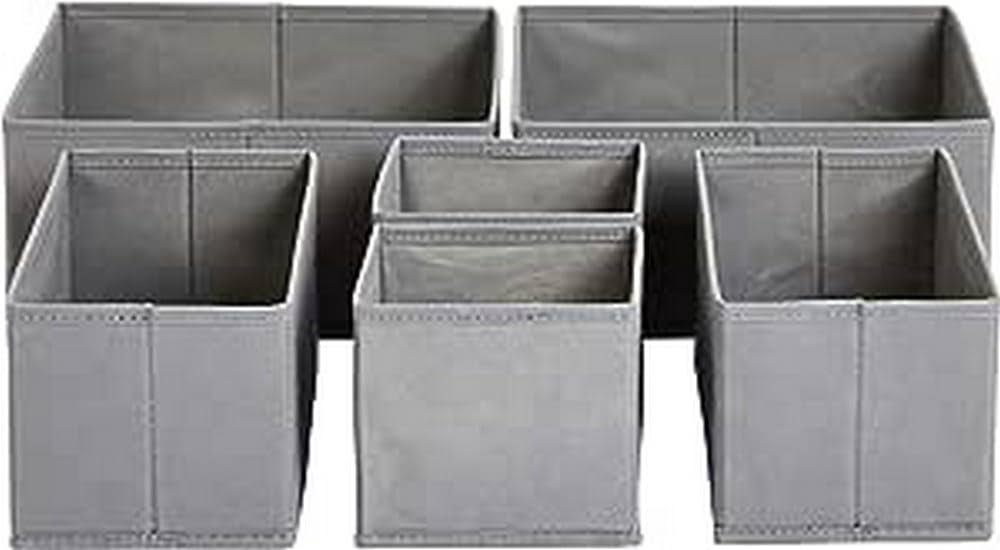 7daee5db7cd9928c3c30fc6ddaab7abbdbb65d384bea396aaada16c93dfe6f1e.jpg Basics Cloth Drawer Storage Organizer Boxes, Set of 6 - Image 1