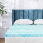 Gel Memory Foam Mattress Topper, King size, 3 inch, for Pressure Relief, Blue