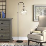 Alden 70" Arched Floor Lamp Beachcrest Home Base Finish: Blackened Bronze, Shade Color: Seeded