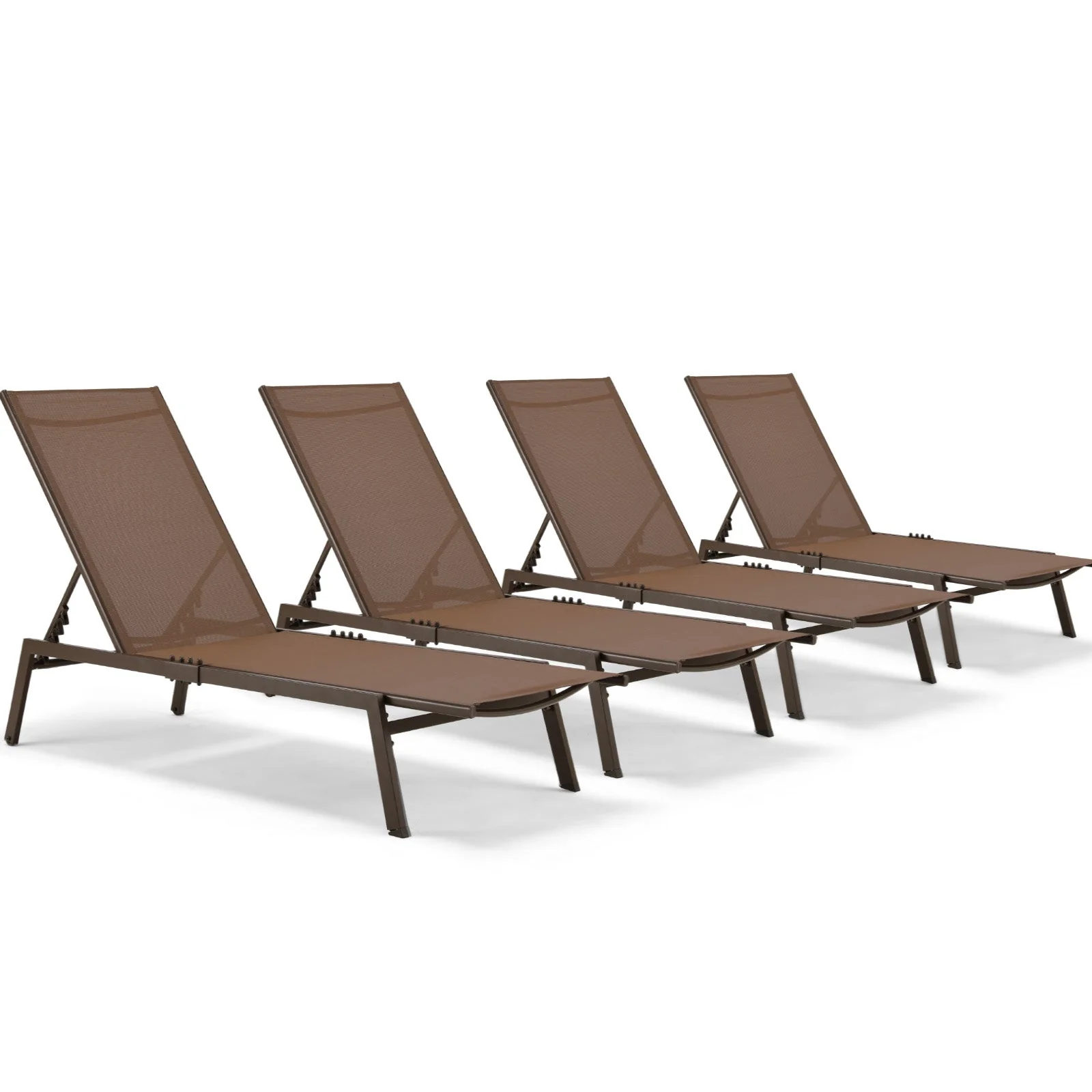 7dd55cee9a906eb8cb2519b4bba4815b2beaf222c9a8020eef03fb2940fee39c.webp AECOJOY Patio Lounge Chairs, Outdoor Chaise Lounge with Wheels, Brown, 4PCS - Image 1