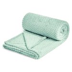 NEWCOSPLAY Super Soft Throw Blanket Mint Premium Silky Flannel Fleece Leaves Pattern Lightweight Bed Blanket All Season Use (Min