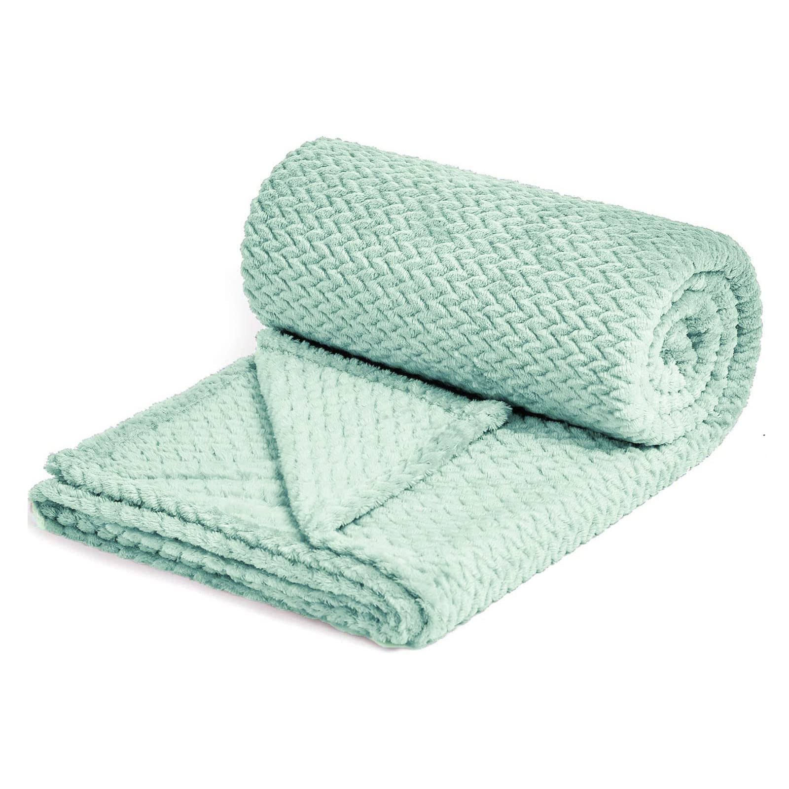 7dd6979c2e4217f65054b83bd23a7440bf2f0233c707bdbac3acd1089c736d26.jpg NEWCOSPLAY Super Soft Throw Blanket Mint Premium Silky Flannel Fleece Leaves Pattern Lightweight Bed Blanket All Season Use (Min - Image 1