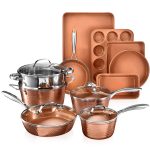 Gotham Steel Hammered 15 Piece Nonstick Cookware and Bakeware Set - Copper