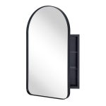 Ebern Designs A2C1070D364647A983DF6080EE98676A Aristes Metal Recessed Framed Medicine Cabinet with 2 Adjustable Shelves Finish: Black, Size: 28.3" H x