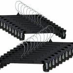 Hanger Central Recycled Black Heavy Duty Plastic Pants & Skirt Bottom Hangers with Padded Pinch Clips and Polished Metal Swivel Hooks, 14 inch, 50
