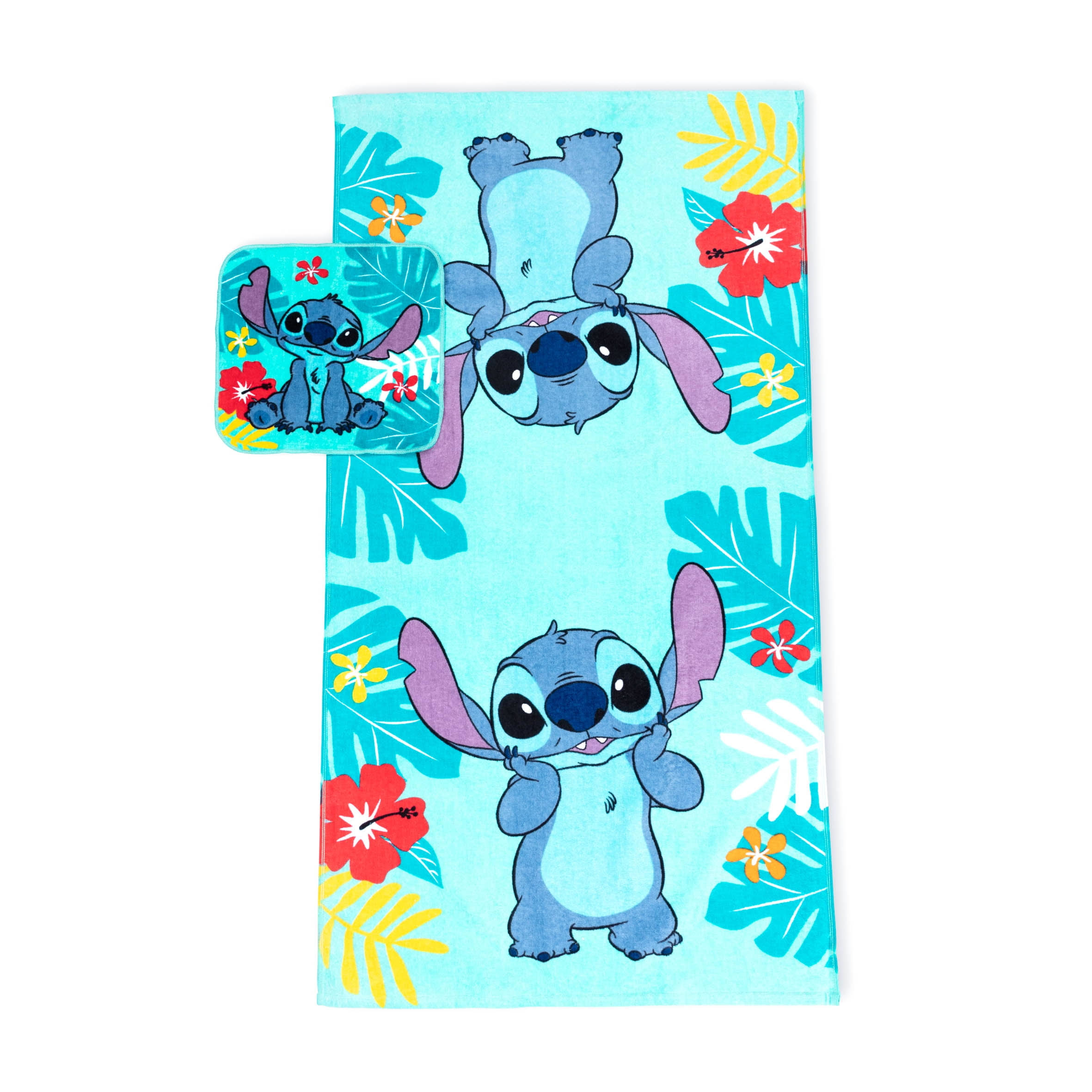 7e3da2468e210f909ff6ee04c53c1f83403eb1808064375d3e5e0baf86624caf.jpg Stitch Kids Cotton 2 Piece Towel and Washcloth Set, Size: 25 in, Blue - Image 1