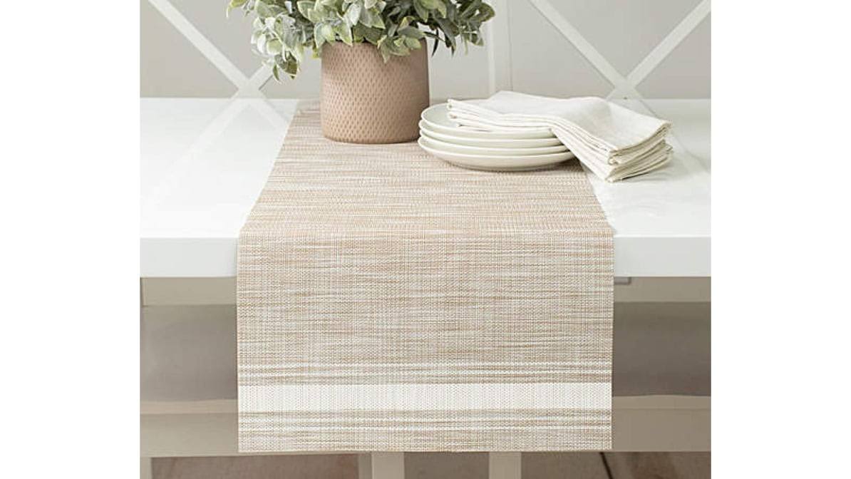 7e4b566ea1dafe64089eed1095517a39755776f938ad31c587f67c0245675e39.jpg Real Living - Brown Stripe-accent Bistro Table Runner - Image 1