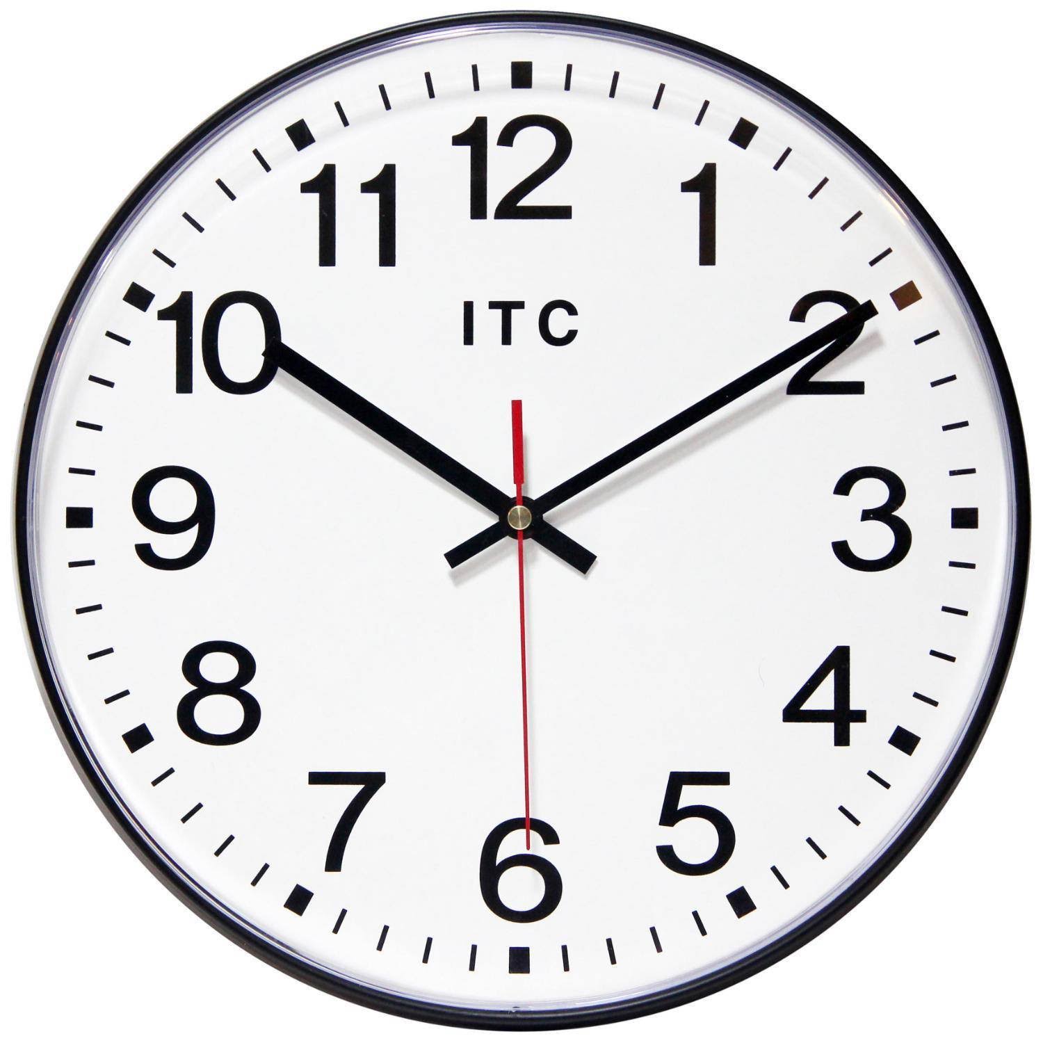 7e53436b9f970b92731333995a560f8bf44c5d75d4860edc1d740683f9c253f6.jpg Infinity Instruments Prosaic Business Round Wall Clock, 12", Black - Image 1