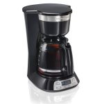 Hamilton Beach Programmable Coffee Maker, 12 Cups, Stainless Steel Accents, 49632, Black