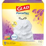 Glad ForceFlex Tall Kitchen Trash Bags, 13 gal, Gain Lavender, 110 ct, Pack May Vary