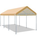 Advance Outdoor 10x20 ft Heavy Duty Carport Car Canopy Garage Boat Shelter Party Tent, Adjustable Height from 6.0ft to 7.5ft, Beige