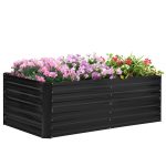 Outsunny Raised Garden Bed, 71" x 36" x 23" Galvanized Steel Planters for Outdoor Plants with Reinforced Rods - Black