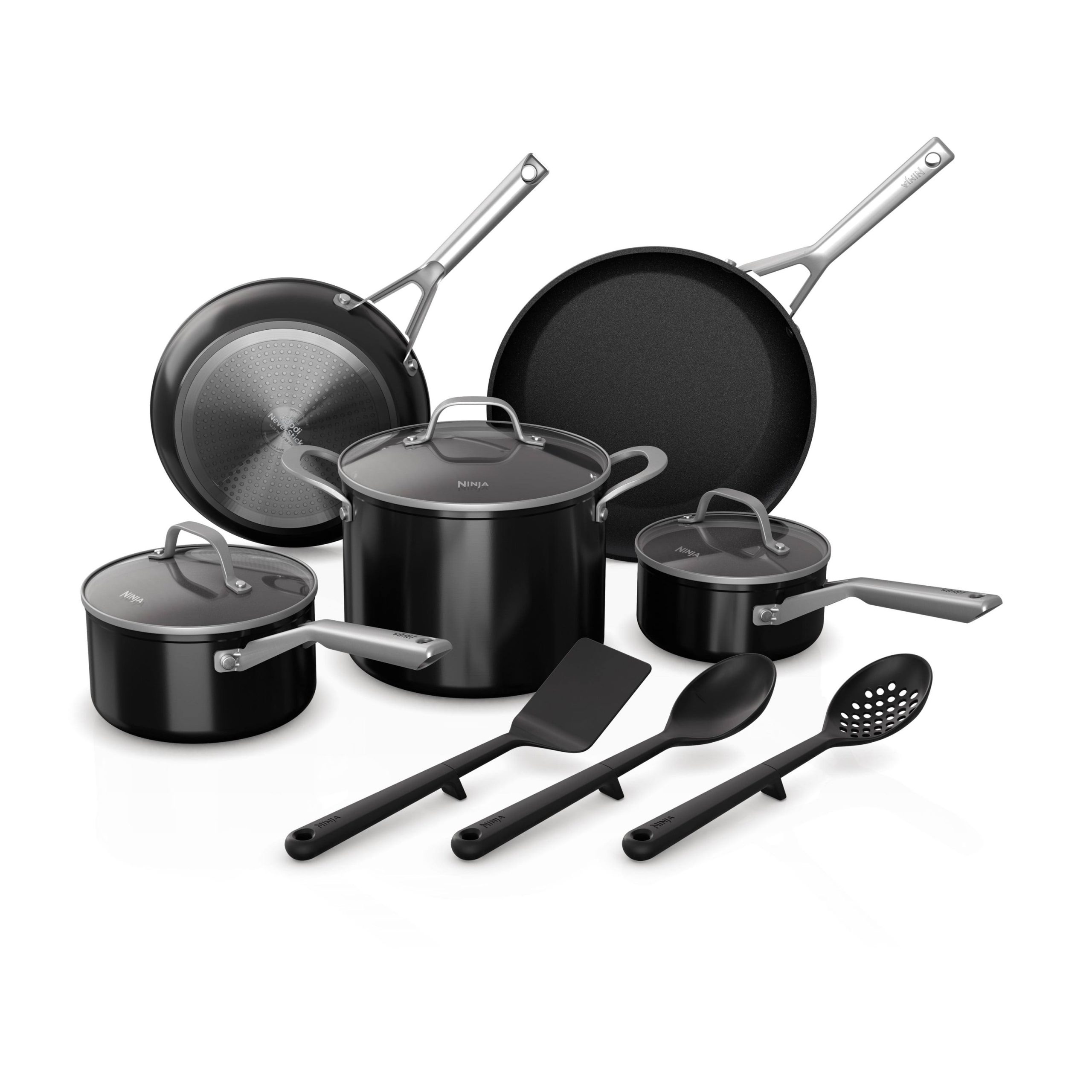 7e8617954848d25f0aa2d3e8eef250955556945794b7c9f5809dcd370b5d2aa4.jpg Ninja Foodi NeverStick Essential 11-Piece Cookware Set, C19600 - Image 1