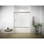 Kohler K-706001-l Levity Sliding Bath Door, 59-3/4" H x 54 - 57" W, with 1/4" Thick Crystal Clear Glass - Matte Nickel