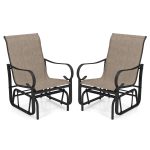 Tangkula Outdoor Glider Chairs Set of 2/4 with High Backrest Breathable Mesh Fabric and Metal Frame