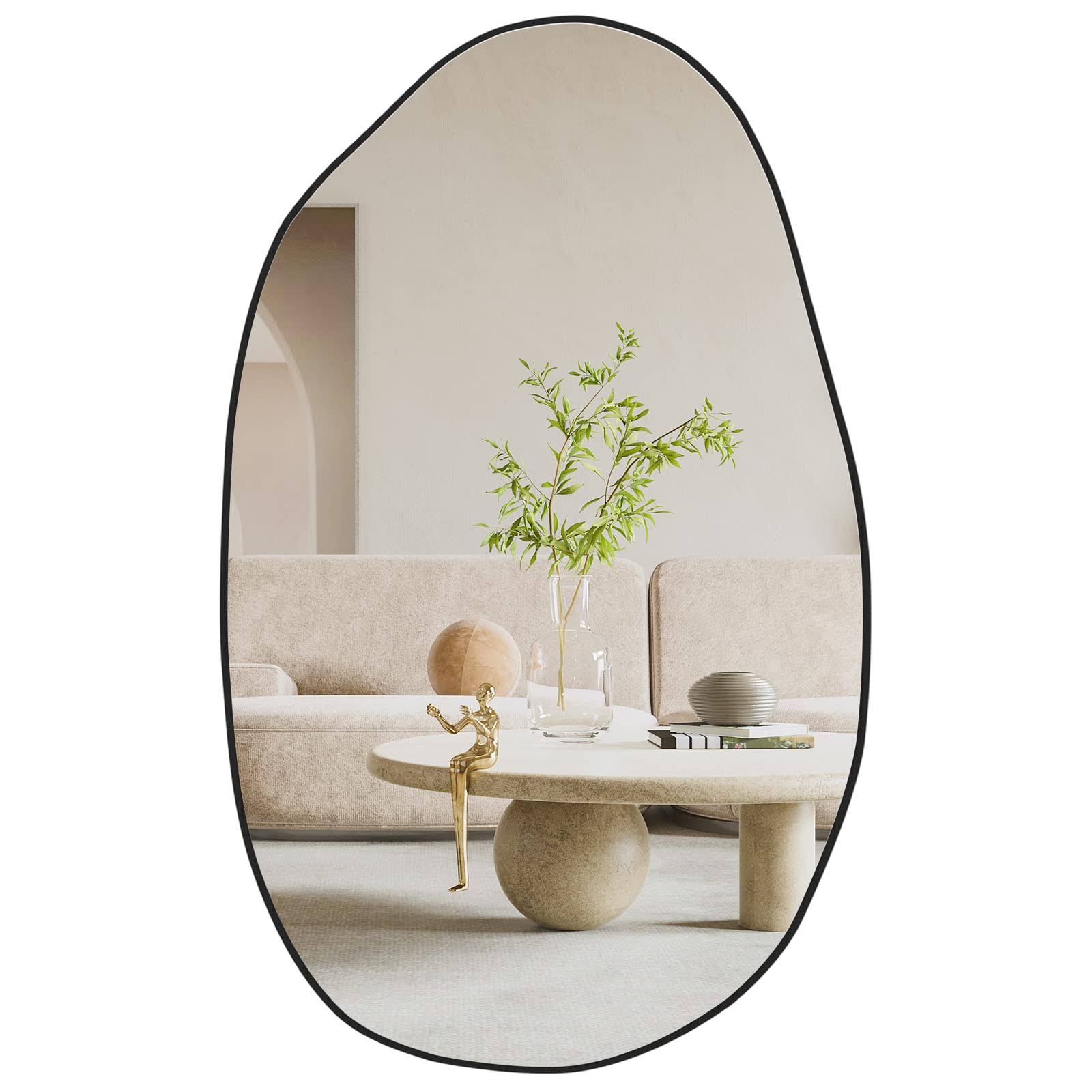 7ea03c7d1ae06165cef75026389e351b7ee2470c8e913a7a7db2df9431733806.jpg Cassilando Irregular Wall Mirror Asymmetrical Mirror Wall Mounted Unique Vanity Mirrorshaped Dressing Mirror Decorative for Living Room Bathroom Bedro - Image 1