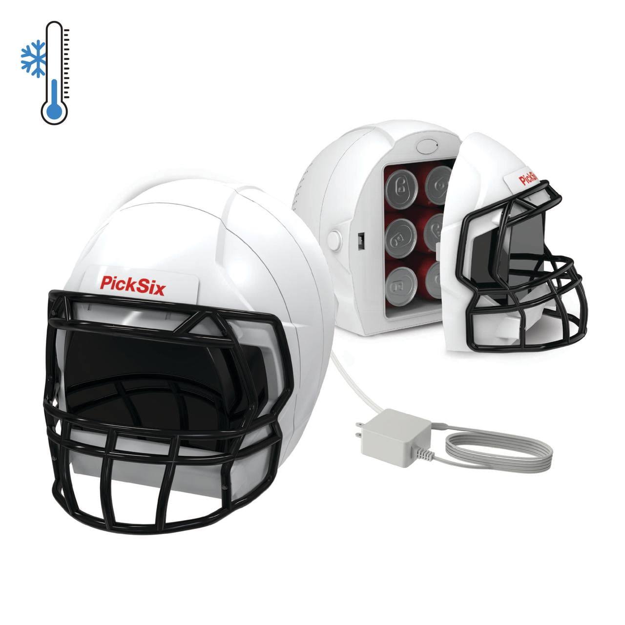 7ec59e8311bb4398246c92afee7c9cb6b67d551bf68c916c75f27d7faa8ee076.jpg Ionchill PickSix Game Cooler, Portable 4-Liter Football Helmet Mini Fridge - Image 1
