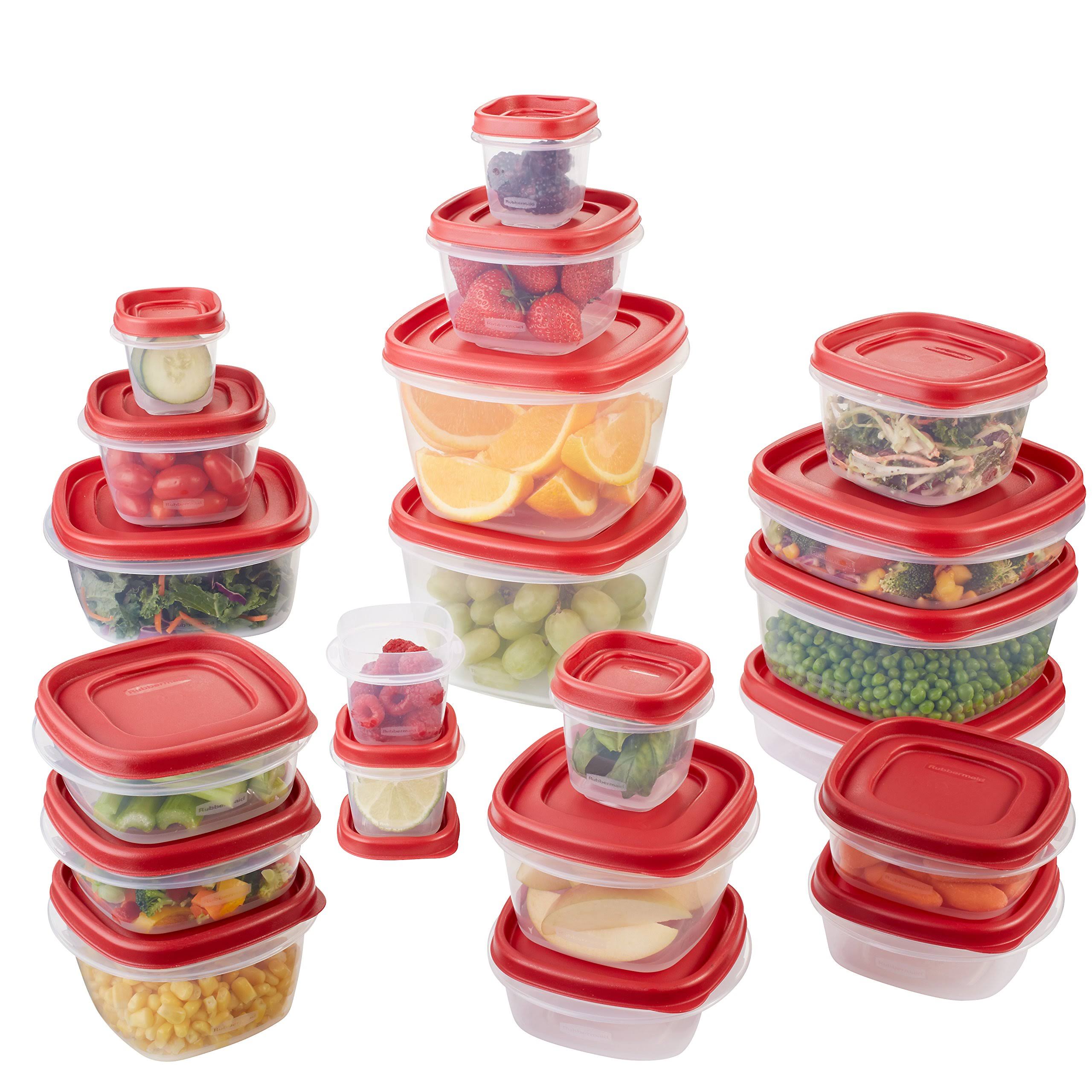 7efbc6b956e7c047e10ff08161735f0658d841e8e64c3051e1b09198aa570863.jpg Rubbermaid Easy Find Lids Food Storage Container, 42-Piece Set, Red - Image 1