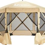 6x6 Portable Screen House Room Pop up Gazebo Outdoor Camping Tent with Carry Bag (6x6.Beige&Coffee)
