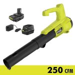 Ryobi One+ 18V 90 MPH 250 CFM Cordless Battery Leaf Blower/Sweeper with 2.0 Ah Battery and Charger