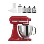 KitchenAid Artisan Series Tilt-Head Stand Mixer with Fresh Prep Slicer & Shredder Attachment Bundle - Empire Red - 5 qt