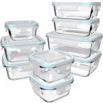 S Salient 18 Piece Glass Food Storage Containers with Lids, Meal Prep Containers for Food Storage, BPA Free & Leak Proof (9 Lids & 9 Containers)
