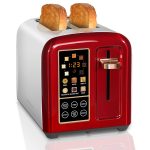 SEEDEEM 4 Slice Toaster, Stainless Steel Bread Toaster with Colorful LCD Display, 7 Bread Shade Settings, 1.5'' Wide Slots Toaster with