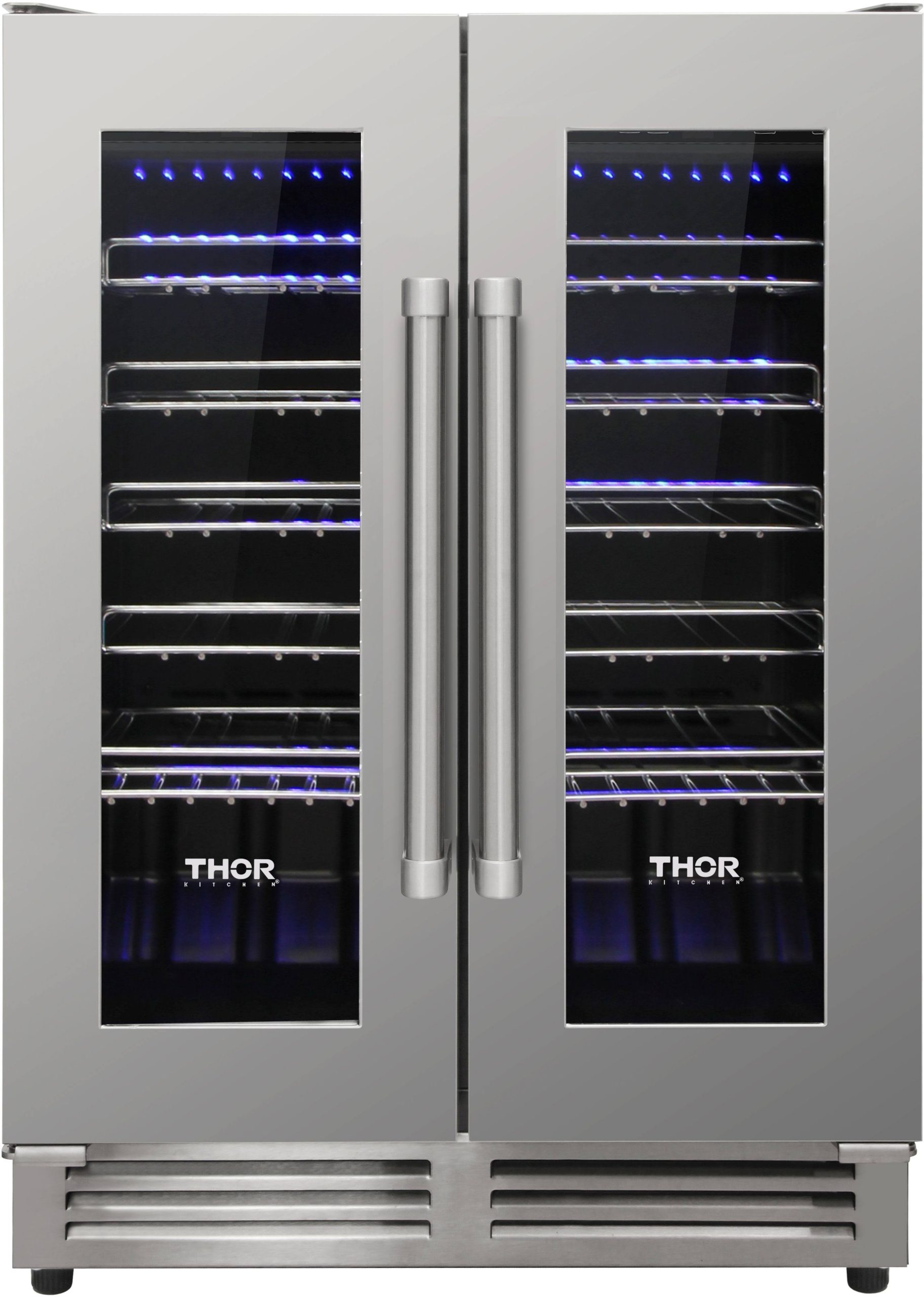7f57360ad99e8160158866eaf537072c332c502d25ff0b0ba136924450a5b5e3.jpg Thor Kitchen TWC2402 42 Bottle Dual Zone Built-In Wine Cooler - Image 1