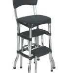 COSCO Stylaire Retro Chair + Step Stool with Sliding Steps, Black