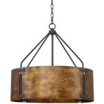 Possini Euro Design Julian Bronze Pendant Chandelier 22 inch Wide Rustic Farmhouse Metal Drum Shade 4-Light Fixture for Dining Room House Kitchen