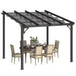 AECOJOY 10' x 8' Gazebo for Patio, Retractable Pergola with Adjustable Sun Shade Canopy Roof