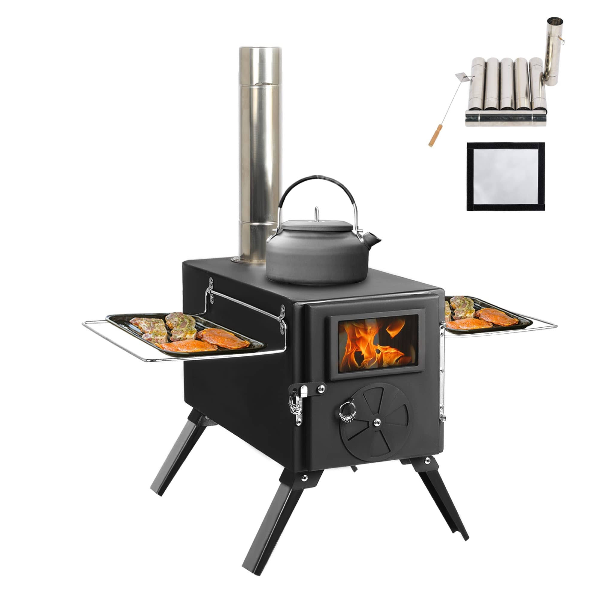 7fd17ddcb2c793029a5259ed6abe6a2a17eb7bbfc6381df810f6ed06d9e9e7d4.jpg UNDUSLUY Outdoor Portable Wood Burning Stove, Heating Burner Stove for Tent,Camping, Ice-fishing, Cookout, Hiking, Travel, Includes Pipe Tent stove+ - Image 1