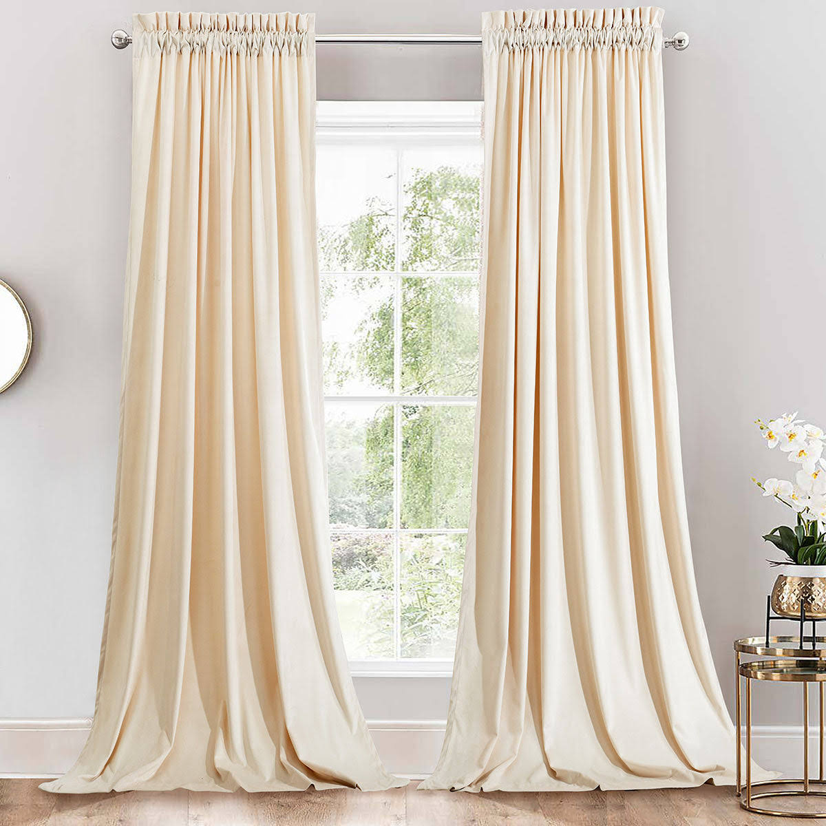 7fdb2da48111038a733f6564d27b909eea6ce483d345e900d79a4362cf1b40fa.jpg Heavyweight Velvet Curtain Rod Pocket Panels (Set of 2) 63" / Gray by Royal Tradition - Image 1