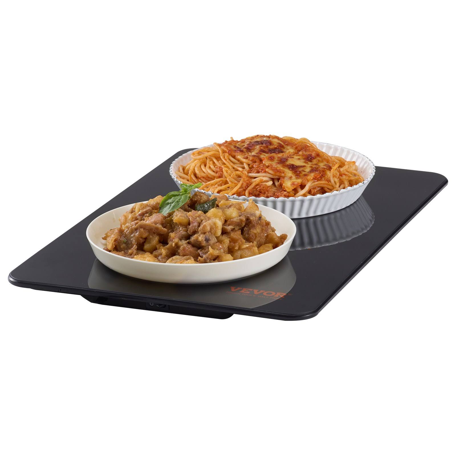 7ffbdad61bc69da7ef228f577554a2d1a9447a4d2c308eb0d66892c25a7076c0.jpg VEVOR Electric Warming Tray 16.5 in. x 11 in. Portable Tempered Glass Heating Tray with Temperature Control, Black - Image 1
