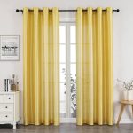 Kate Aurora Artisan Lightweight Transparent Faux Silk Sheer Grommet Single Curtain Panel - Yellow