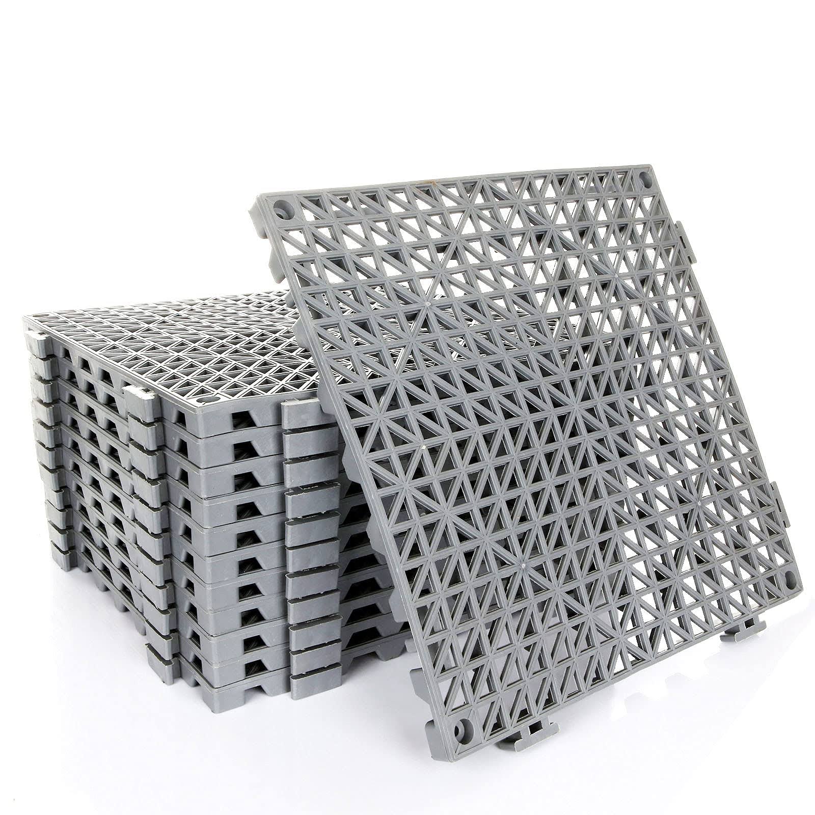 80363afbb3a45bda7fff638c11bc6a804e830e98dc88ac90236b1ff0b53b4869.jpg GLEEJON 12pcs Interlocking Soft PVC Flooring Tiles Mat, 12 x 12 inch No-Slip Rubber Splicing Pool Patio Rugged Mats for Floor, Modular Interlocking - Image 1