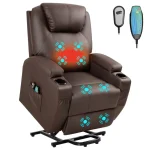 Vineego Power Lift Recliner Chair PU Leather for Elderly with Massage and Heating, Brown