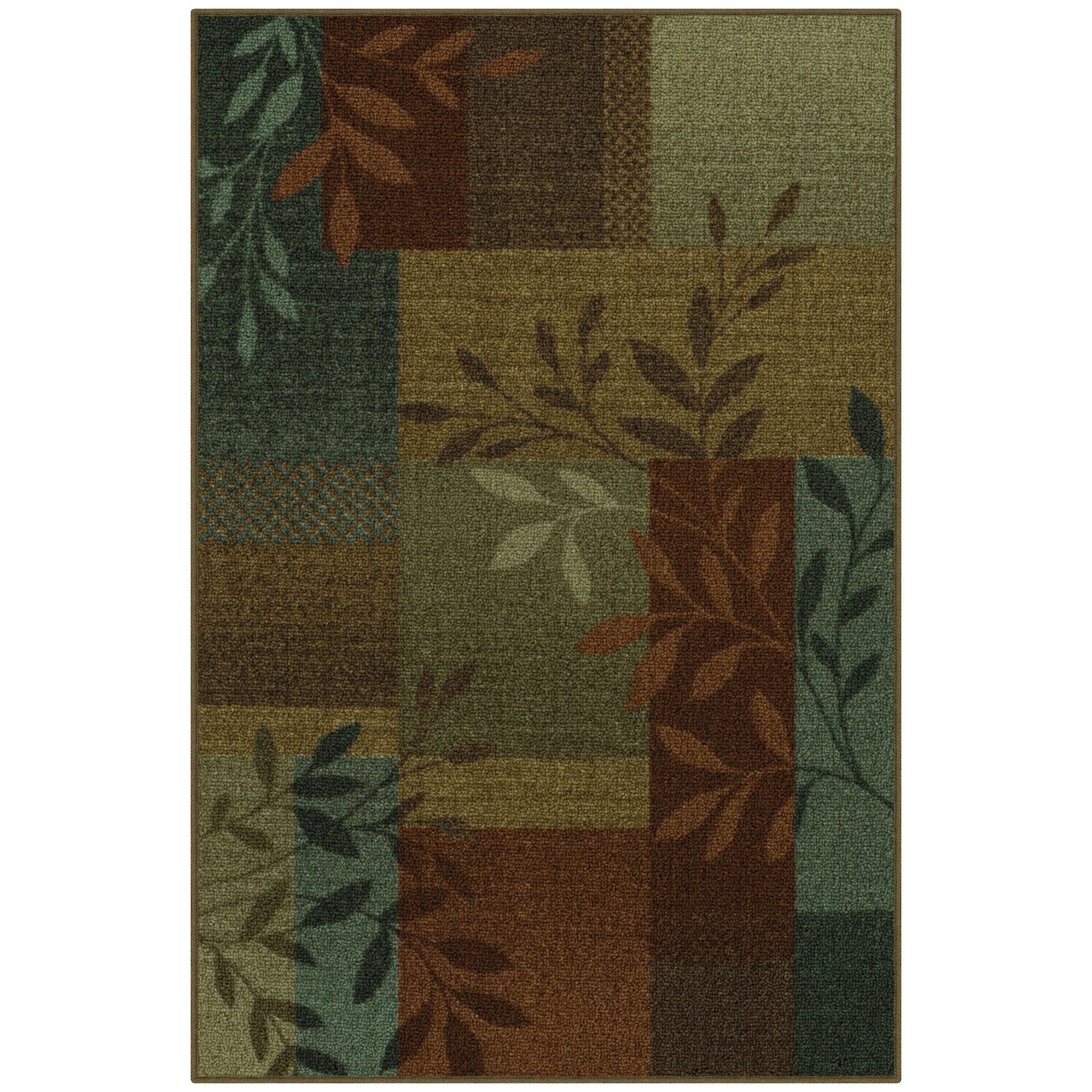 804565b25006cd13f4c709cbf40356bfe2b6ca95c829a15d1e8c370a79ff30e0.jpg Mainstays Traditional Leaf Block Multicolor Print Indoor Accent Rug, 2'6"x3'10"' - Image 1