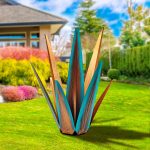 KODIBO Large Tequila Rustic Sculpture, Rustic Metal Agave Plants for Outdoor Patio Yard, Home Decor Hand Painted Metal Agave Garden Yard Statue,