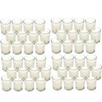 Hosley 48 Pack Ivory Unscented Clear Glass Filled Votive Candles. Hand Poured Wax Candle Ideal Gifts for Aromatherapy Spa Weddings Birthdays