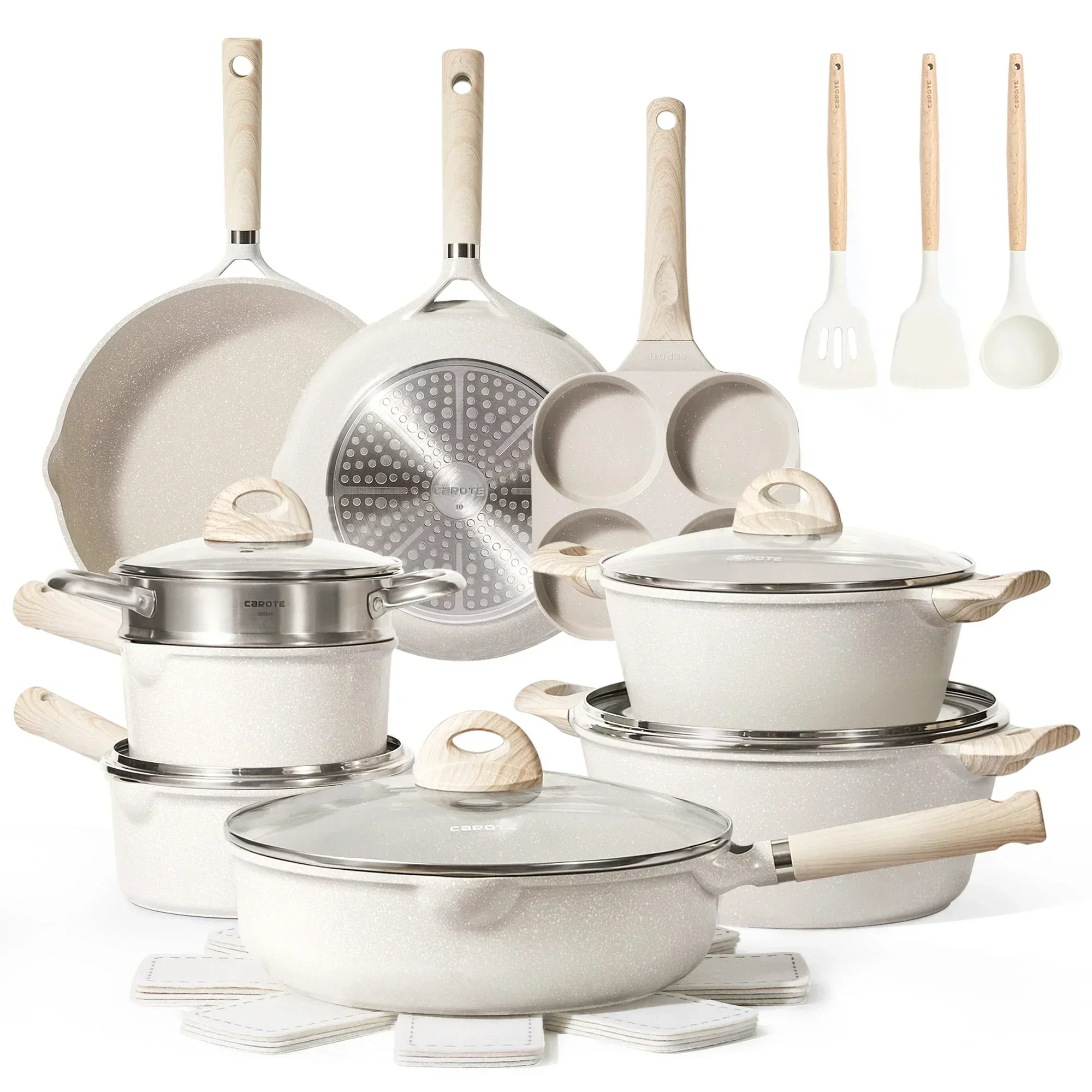 80799dbe0286fa7d8e2ac666493cad51f7c3ceaed8a360aa8caf09d21f897e59.webp Non Stick Pots and Pans Set, 21 Pcs Induction Kitchen Cookware Sets (Beige Granite) - Image 1